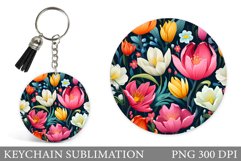 Flowers Keychain Sublimation. 3D Flowers Keychain Design Product Image 1