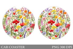 Wildflowers Car Coaster Design. Flowers Car Coaster Design Product Image 1