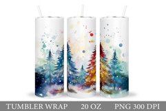 Watercolor Christmas Tree Tumbler Sublimation Product Image 1