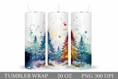 Watercolor Christmas Tree Tumbler Sublimation Product Image 1