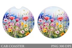 Wildflowers Car Coaster Design. Flowers Car Coaster Template Product Image 1