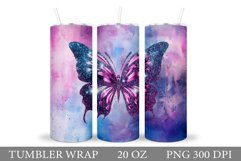 Butterfly Tumbler Sublimation. Flowers Tumbler Wrap Design Product Image 1