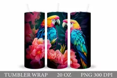Parrots Tumbler Sublimation. 3D Parrots Tumbler Wrap Design Product Image 1
