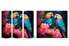 Parrots Tumbler Sublimation. 3D Parrots Tumbler Wrap Design Product Image 2