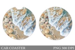 Seashell Car Coaster Sublimation. Sea Car Coaster Design Product Image 1