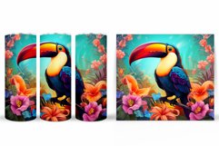 Toucan Tumbler Design. Flowers Tumbler Sublimation Product Image 2