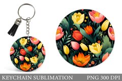 3D Flowers Keychain. Flowers Round Keychain Product Image 1