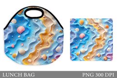 Seashell Lunch Bag Design. Sea Lunch Bag Sublimation Product Image 1