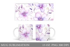Flowers Mug Sublimation. Floral Mug Wrap Design Product Image 1