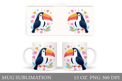 Valentine Toucan Mug Sublimation. Valentines Mug Design Product Image 1