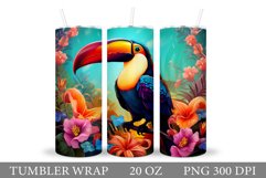 Toucan Tumbler Design. Flowers Tumbler Sublimation Product Image 1