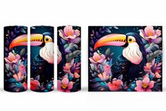 Toucan Tumbler Sublimation. Flowers Tumbler Design Product Image 2