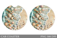 Sea Car Coaster Sublimation. Seashell Car Coaster Design Product Image 1