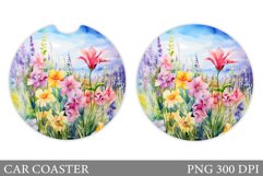 Wildflowers Car Coaster Sublimation. Flowers Car Coaster Product Image 1