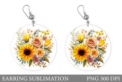 Flowers Earring Sublimation. Flowers Round Earring Product Image 1