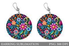 Flowers Earring Sublimation. Flowers Round Earring Product Image 1