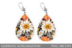 3D Flowers Earring Design. Summer Earring Sublimation Product Image 1
