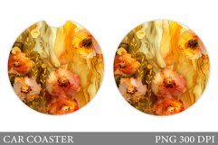 Flowers Car Coaster Sublimation. Flowers Coaster Design Product Image 1