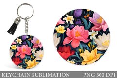 Flowers Keychain Sublimation. 3D Flowers Keychain Design Product Image 1