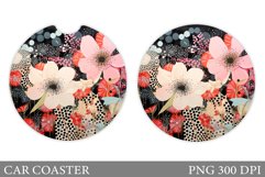 Flowers Car Coaster Design. Summer Car Coaster Template Product Image 1