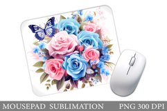 Butterflies Mouse Pad. Roses Mouse Pad Sublimation Product Image 1