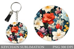 3D Flowers Keychain Design. Flowers Keychain Sublimation Product Image 1