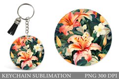 3D Flowers Keychain Design. Flowers Keychain Sublimation Product Image 1