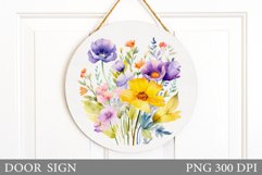 Flowers Door Sign Sublimation. Summer Door Sign Design Product Image 1