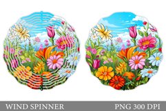 Flowers Wind Spinner Design. Floral Wind Spinner Sublimation Product Image 1