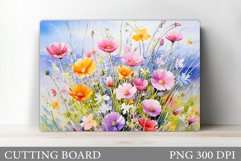Wildflowers Cutting Board. Flowers Cutting Board Sublimation Product Image 1