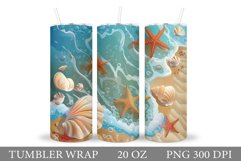 Starfish Tumbler Design. 3D Seashell Tumbler Sublimation Product Image 1