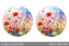 Flowers Car Coaster Design. Wildflowers Car Coaster Template Product Image 1