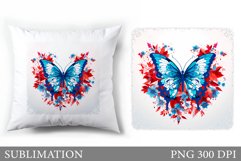 Butterfly Pillow Sublimation. Bitterfly Flowers Sublimation Product Image 1
