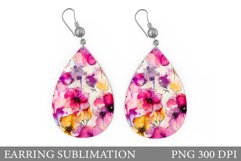 Flowers Earring Sublimation. Flowers Teardrop Earring Product Image 1