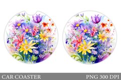 Wildflowers Car Coaster Sublimation. Flowers Car Coaster Product Image 1