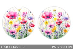 Wildflowers Car Coaster Sublimation. Flowers Car Coaster Product Image 1