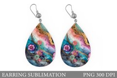 Flowers Earring Sublimation. Flowers Teardrop Earring Product Image 1