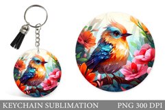 Cute Bird Keychain Sublimation. Bird Keychain Design Product Image 1