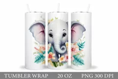 Elephant Tumbler Sublimation. Elephant Flowers Tumbler Product Image 1