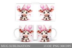 Valentines Cow Mug Sublimation. Valentines Mug Wrap Design Product Image 1