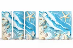 Starfish Tumbler Sublimation. Seashell Tumbler Wrap Design Product Image 2