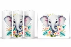 Elephant Tumbler Sublimation. Elephant Flowers Tumbler Product Image 2