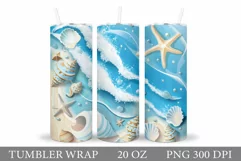 Starfish Tumbler Sublimation. Seashell Tumbler Wrap Design Product Image 1