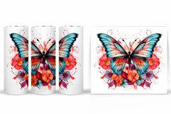Butterfly Tumbler Sublimation. Flowers Tumbler Wrap Design Product Image 2