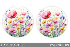 Wildflowers Car Coaster Sublimation. Flowers Car Coaster Product Image 1