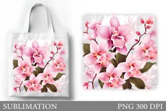 Orchid Tote Bag Design. Floral Tote Bag Sublimation Product Image 1