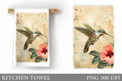 Hummingbird Kitchen Towel. Hummingbird Sublimation Product Image 1