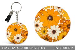 Flowers Keychain Sublimation. Daisy Flowers Keychain Design Product Image 1