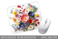 3D Flowers Mouse Pad. Wildflowers Mouse Pad Sublimation Product Image 1