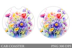 Wildflowers Car Coaster Sublimation. Flowers Car Coaster Product Image 1